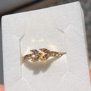Adjustable Gold Toned Rhinestone Jewelry - Storm Ring - NIB
